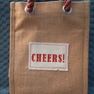 Burlap Holiday Wine Bag